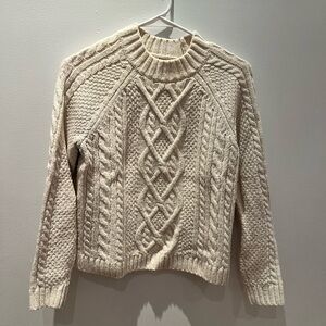 A&F Cable Knit Cream Sweater